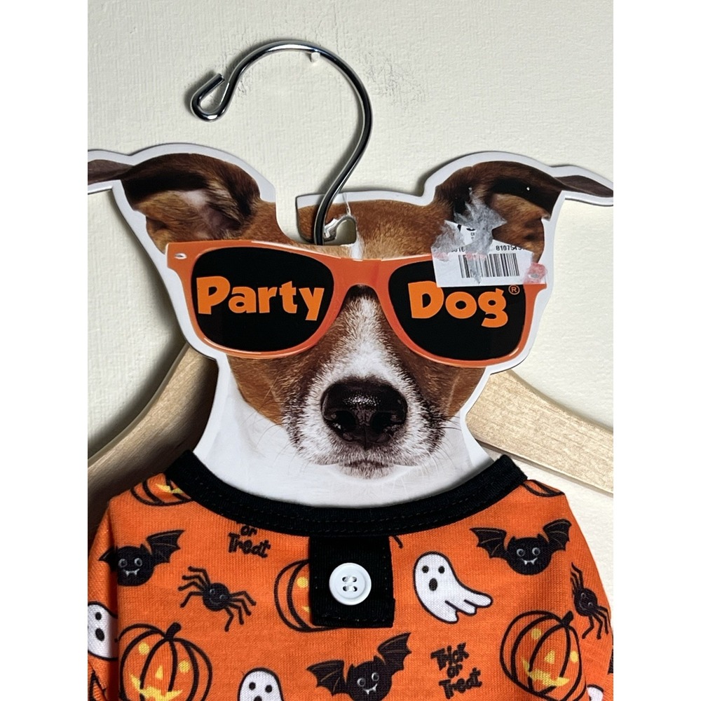 Party Dog Pajamas S/P Halloween Orange Black Pumpkin Ghost Dog Collar Gear Zone - Picture 5 of 16